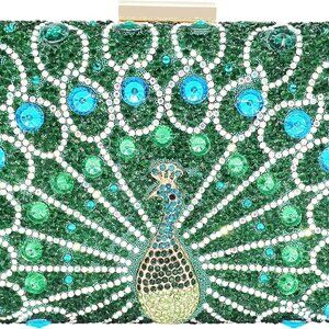 Rhinestone Clutch Purses for Women Evening Wedding Formal - Round Pearl Clasp Ha
